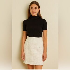 Anthropologie Leifsdottir Ivory Lace Silk Floral Pencil Mini Skirt Size2 Pockets